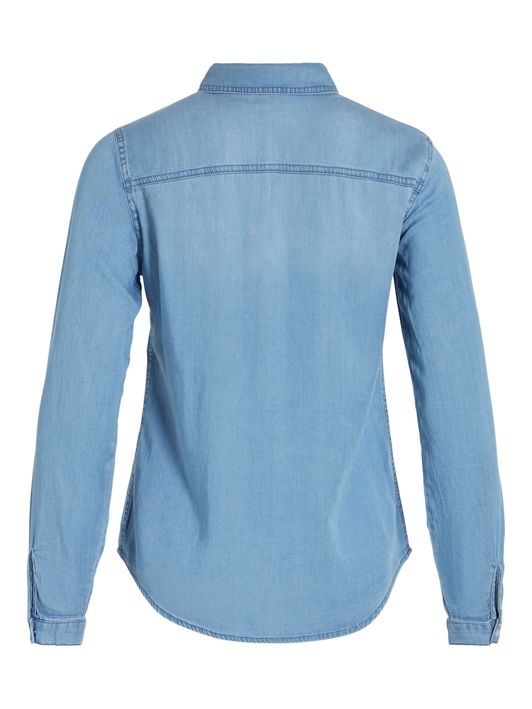 VILA Light Blue Pocket Detail Lightweight Denim Shirt - Image 6 of 6