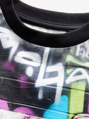 Black Graffiti Controller Short Sleeve All Over Print 100% Cotton Regular Fit T-Shirt (3-16yrs) - Image 3 of 5