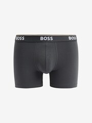 Bleu - Slips BOSS boxer en coton stretch 3 Lot à logo - Image 2 de 4