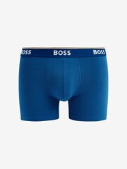 Bleu - Slips BOSS boxer en coton stretch 3 Lot à logo - Image 3 de 4