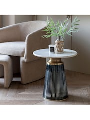 Gallery Home Blue Marrakesh Glass and Marble Side Table - Image 1 of 6