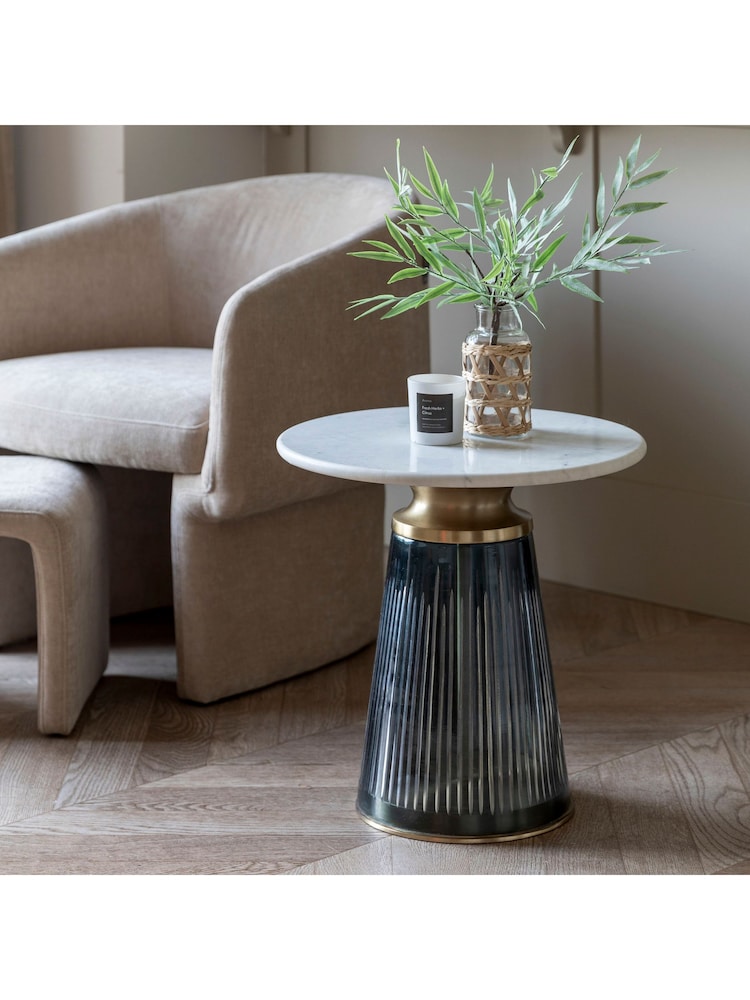 Gallery Home Blue Marrakesh Glass and Marble Side Table - Image 1 of 6 Gallery Home Blue Marrakesh Glass and Marble Side Table - Image 1 of 6