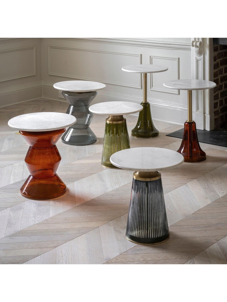 Gallery Home Blue Marrakesh Glass and Marble Side Table - Image 2 of 6