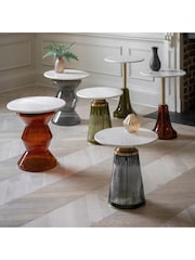 Gallery Home Blue Marrakesh Glass and Marble Side Table - Image 3 of 6
