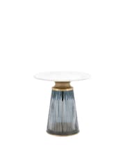 Gallery Home Blue Marrakesh Glass and Marble Side Table - Image 6 of 6