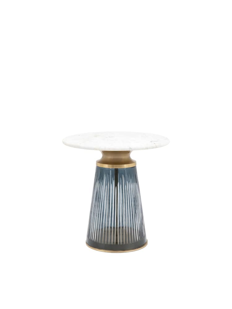 Gallery Home Blue Marrakesh Glass and Marble Side Table - Image 6 of 6