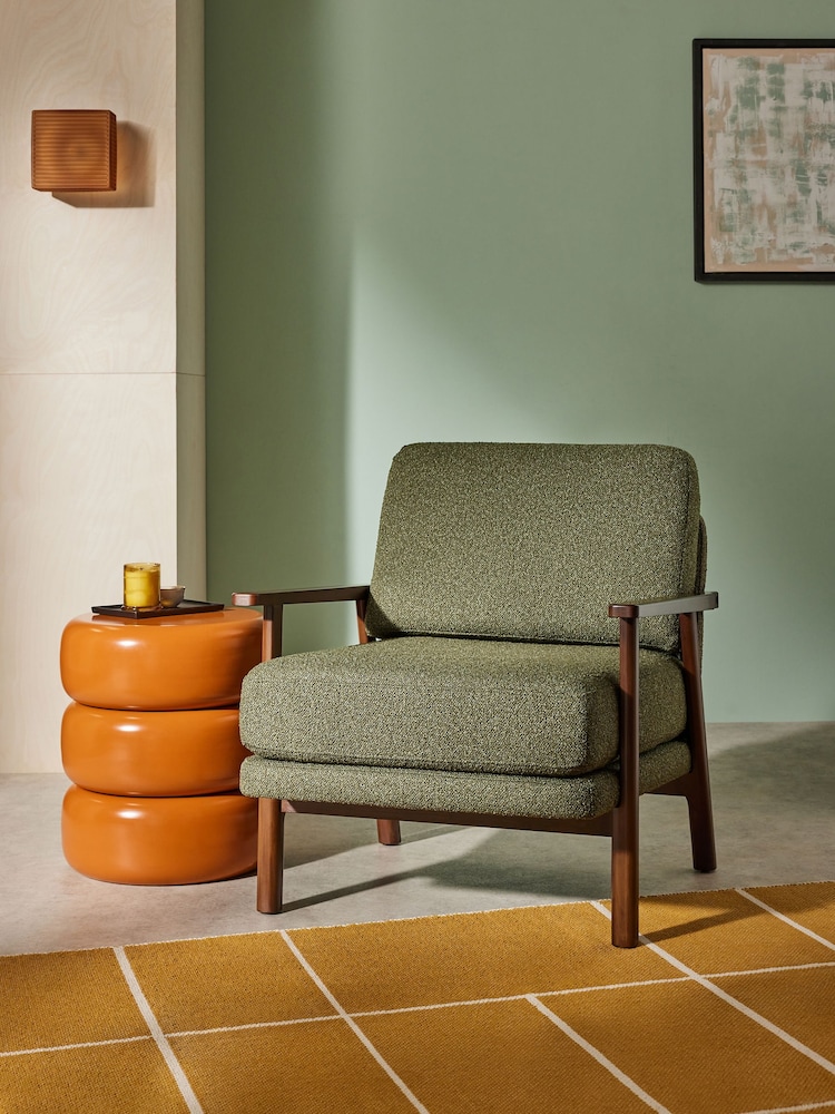 MADE.COM Forrest Green Pax Boucle Lars Accent Chair - Image 1 of 5