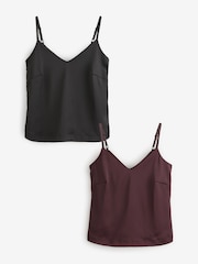The Set Berry Red/Black 2 Pack Satin Cami Top - Image 6 of 11