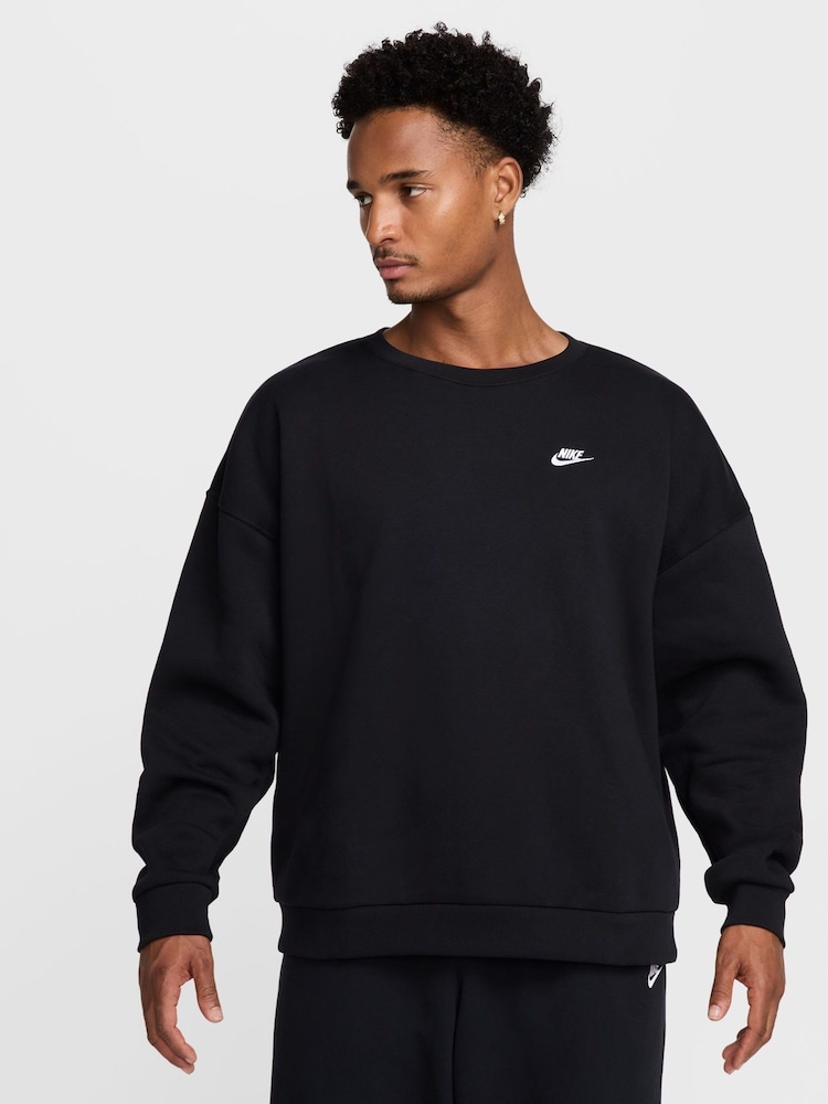Nike Black Oversized Club Fleece Sweatshirt - Image 2 of 6