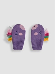 JoJo Maman Bébé Lilac Unicorn Novelty Mittens - Image 1 of 3