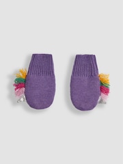 JoJo Maman Bébé Lilac Unicorn Novelty Mittens - Image 2 of 3
