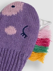 JoJo Maman Bébé Lilac Unicorn Novelty Mittens - Image 3 of 3