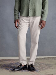 Light Grey Slim fit Premium Linen Drawstring Trousers - Image 1 of 11