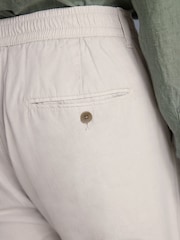 Light Grey Slim fit Premium Linen Drawstring Trousers - Image 6 of 11