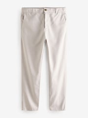 Light Grey Slim fit Premium Linen Drawstring Trousers - Image 8 of 11