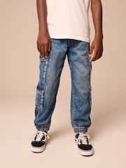 Blue Balloon Denim Cargo 100% Cotton Jeans with Elasticated Waist (3-16yrs) - Image 1 of 10