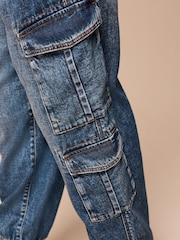 Blue Balloon Denim Cargo 100% Cotton Jeans with Elasticated Waist (3-16yrs) - Image 6 of 10