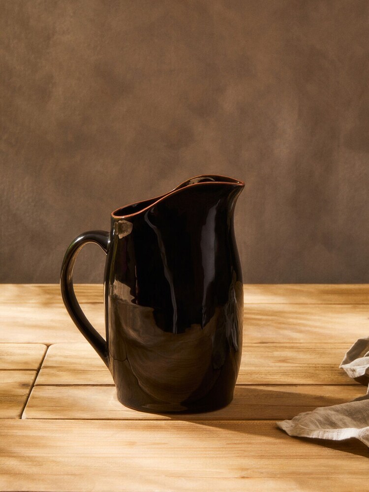 Interiors by Premier Black Calisto Glazed Terracotta Pitcher - Image 1 of 6 Interiors by Premier Black Calisto Glazed Terracotta Pitcher - Image 1 of 6