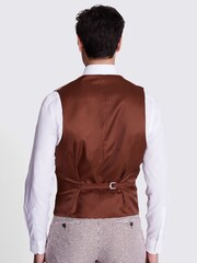MOSS Copper Brown/White Slim Fit Copper Houndstooth Waistcoat - Image 2 of 3