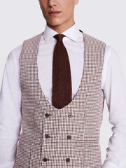 MOSS Copper Brown/White Slim Fit Copper Houndstooth Waistcoat - Image 3 of 3