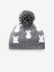 Charcoal Grey Bunny Baby Pom Hat (0mths-2yrs) - Image 1 of 2