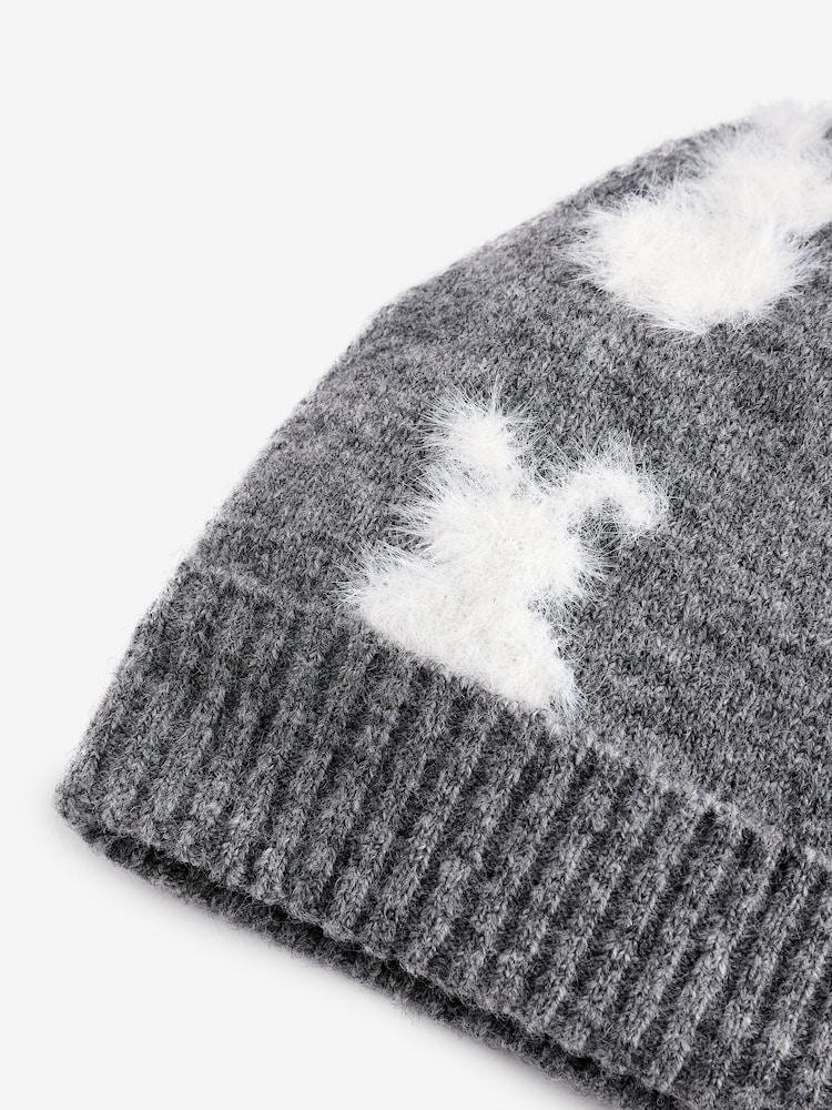 Charcoal Grey Bunny Baby Pom Hat (0mths-2yrs) - Image 2 of 2