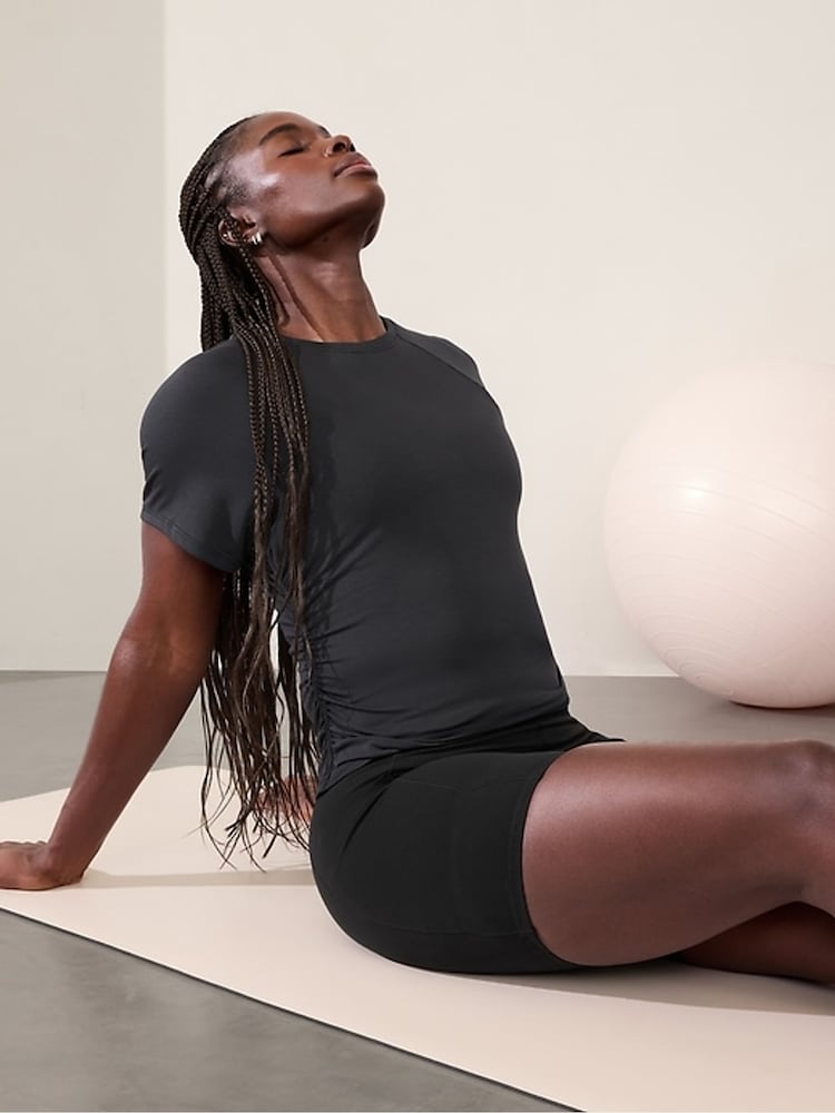 Athleta Black With Ease Cinch T-Shirt - Image 1 of 1