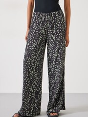Hush Black Charcoal Mark Layla Printed Tie Waist Trousers - Image 1 of 5