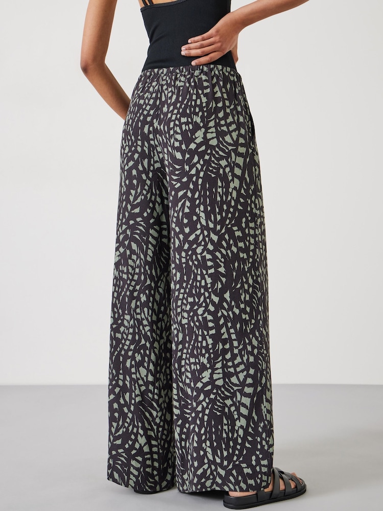 Hush Black Charcoal Mark Layla Printed Tie Waist Trousers - Image 2 of 5