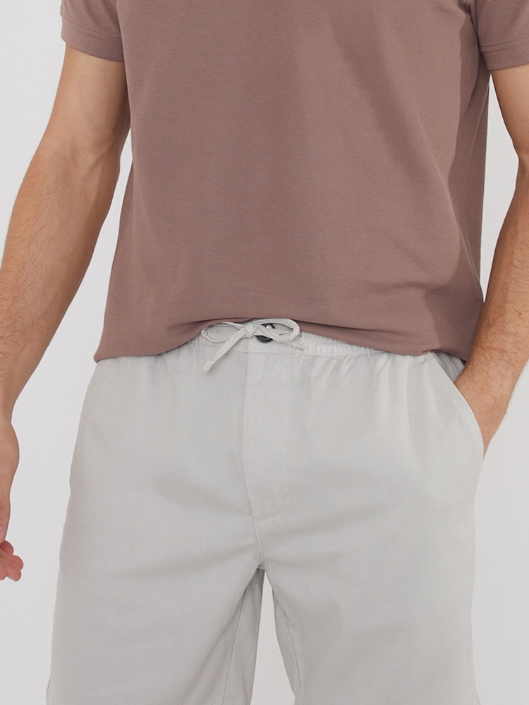 Threadbare Ecru Cotton Lyocell Jogger Style Shorts - Image 1 of 4
