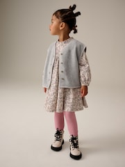 Grey Long Sleeve 100% Cotton Dress with Gilet and Leggings Set (3mths-7yrs) - Image 1 of 3