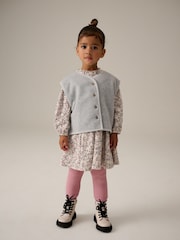 Grey Long Sleeve 100% Cotton Dress with Gilet and Leggings Set (3mths-7yrs) - Image 2 of 3
