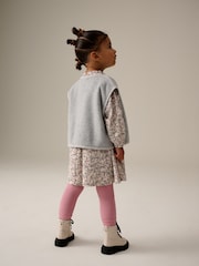 Grey Long Sleeve 100% Cotton Dress with Gilet and Leggings Set (3mths-7yrs) - Image 3 of 3