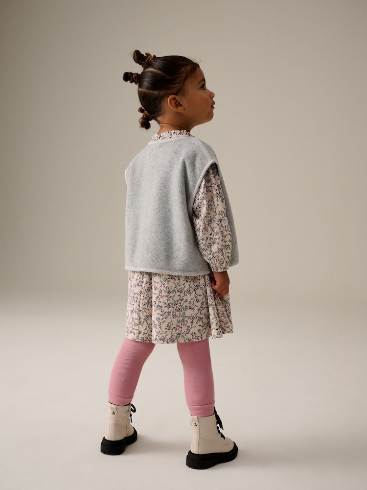 Grey Long Sleeve 100% Cotton Dress with Gilet and Leggings Set (3mths-7yrs) - Image 3 of 3