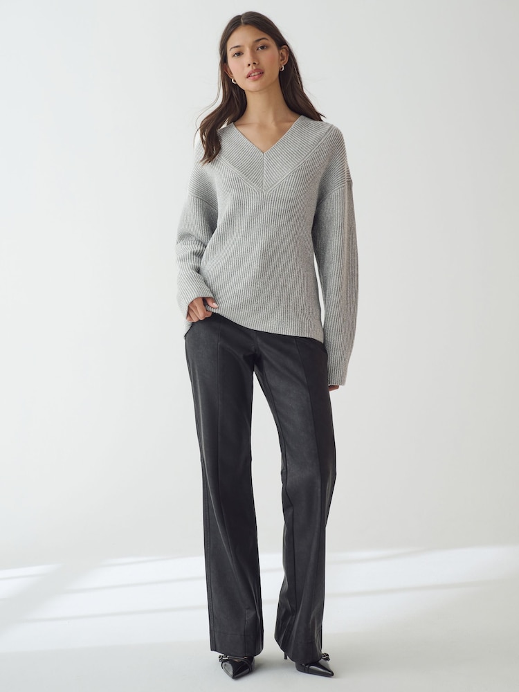 Grey Sparkle V-Neck Knit Jumper - Image 2 of 7