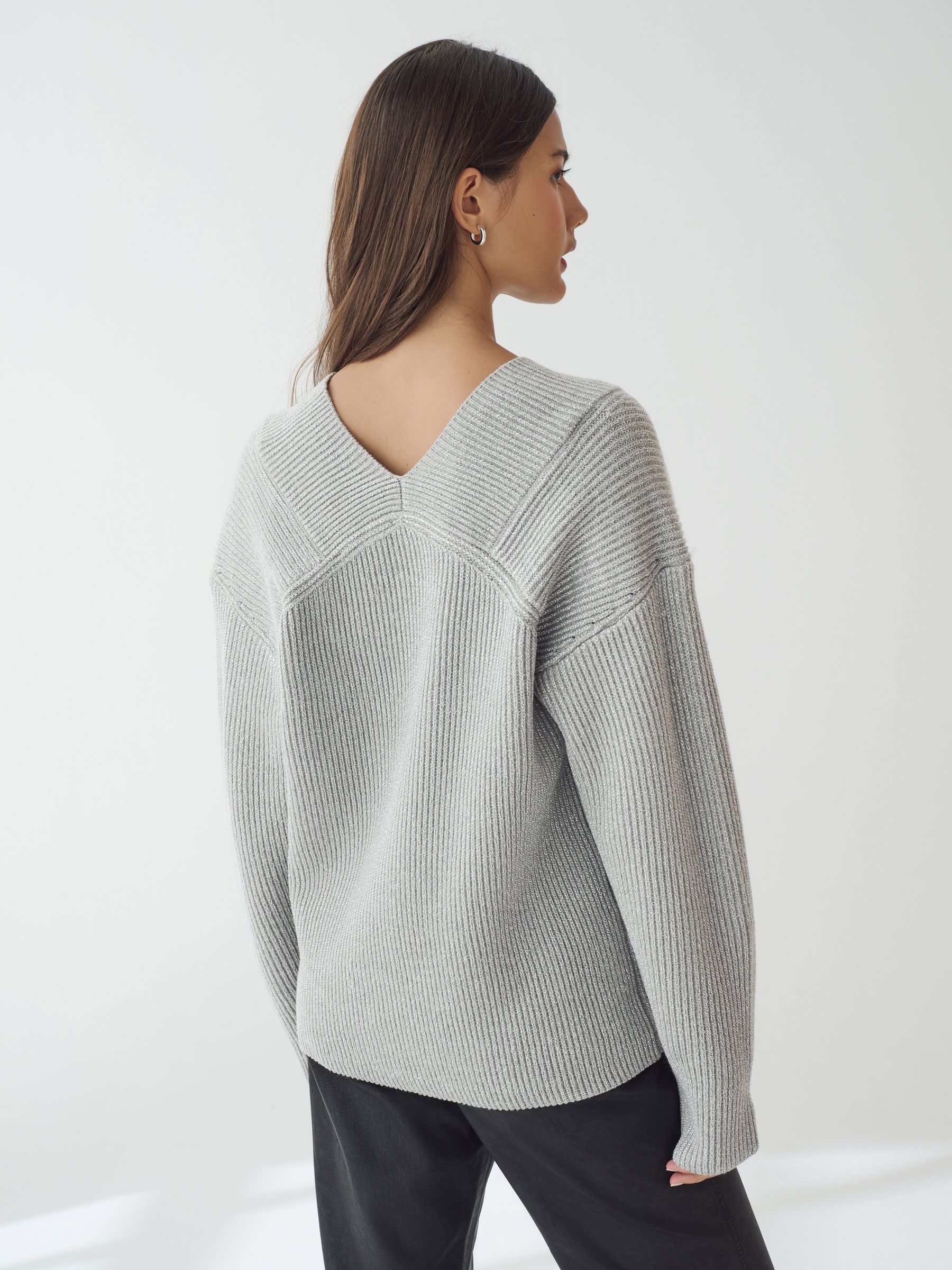 Buy Grey Sparkle V-Neck Knit Jumper from the Next UK online shop