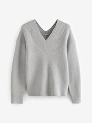 Grey Sparkle V-Neck Knit Jumper - Image 5 of 7