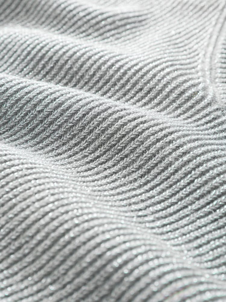 Grey Sparkle V-Neck Knit Jumper - Image 7 of 7