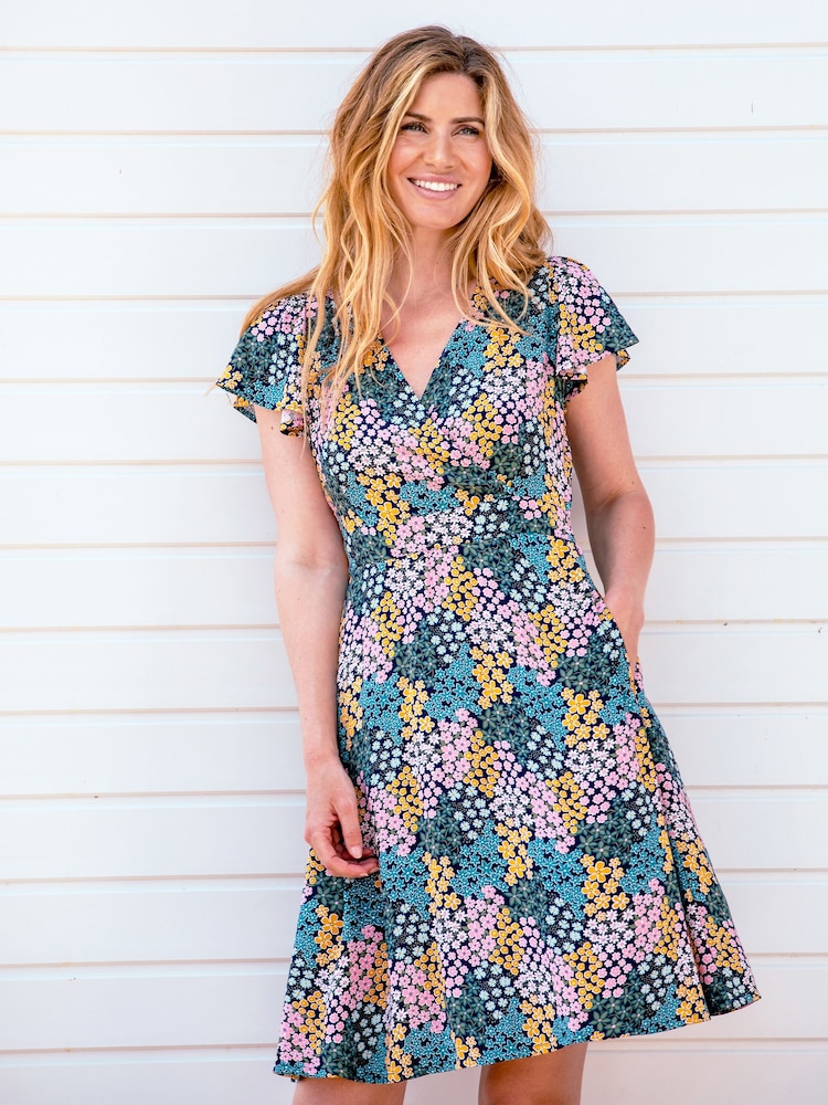 Brakeburn Blue Wildflower Meadow Wrap Dress - Image 1 of 6