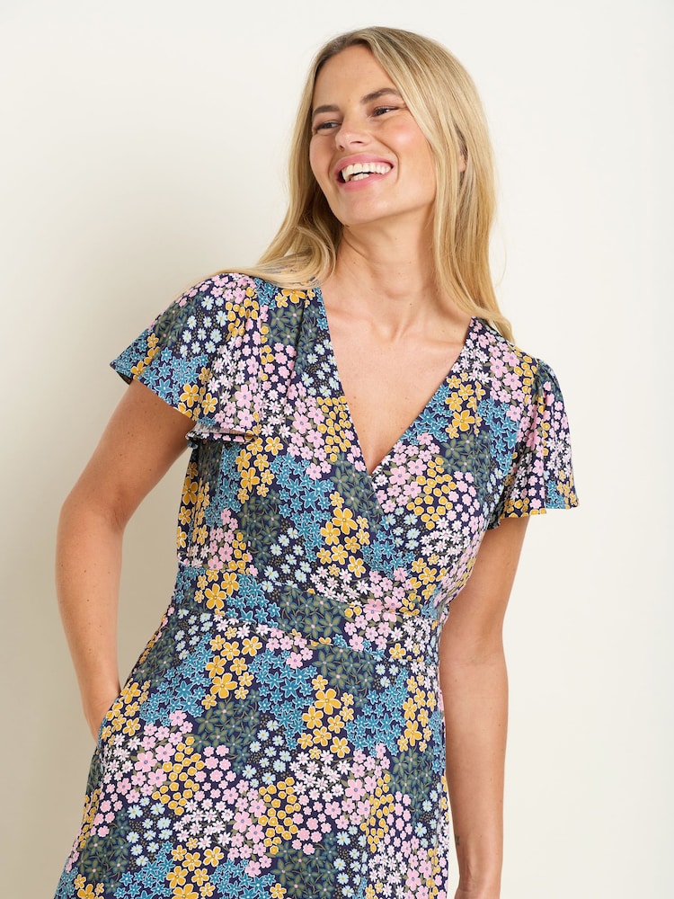 Brakeburn Blue Wildflower Meadow Wrap Dress - Image 6 of 6 Brakeburn Blue Wildflower Meadow Wrap Dress - Image 6 of 6