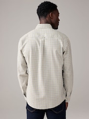 Ecru White Check Long Sleeve 100% Cotton Oxford Shirt - Image 2 of 9