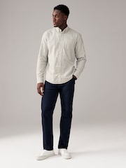 Ecru White Check Long Sleeve 100% Cotton Oxford Shirt - Image 3 of 9