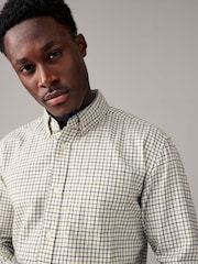 Ecru White Check Long Sleeve 100% Cotton Oxford Shirt - Image 4 of 9