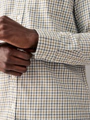 Ecru White Check Long Sleeve 100% Cotton Oxford Shirt - Image 5 of 9