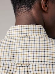 Ecru White Check Long Sleeve 100% Cotton Oxford Shirt - Image 6 of 9