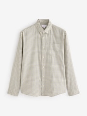 Ecru White Check Long Sleeve 100% Cotton Oxford Shirt - Image 7 of 9