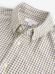 Ecru White Check Long Sleeve 100% Cotton Oxford Shirt - Image 8 of 9
