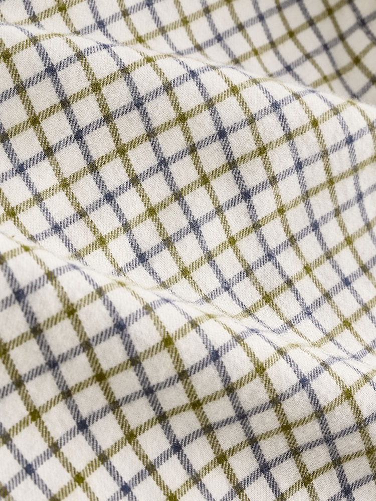 Ecru White Check Long Sleeve 100% Cotton Oxford Shirt - Image 9 of 9