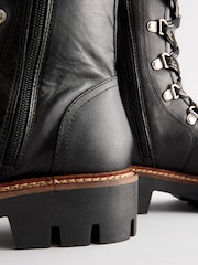 Black Leather Forever Comfort® Lace-Up Collared Hiker Boots - Image 7 of 9
