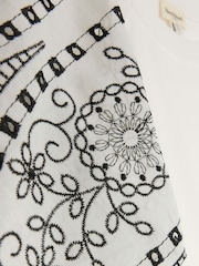 River Island White 100% Cotton Cutwork Sleeve T-Shirt - Image 4 of 4